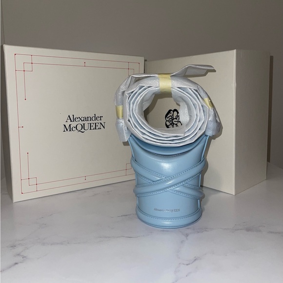 Alexander McQueen The Curve Mini Crossbody Bag Blue NWT - Picture 3 of 16